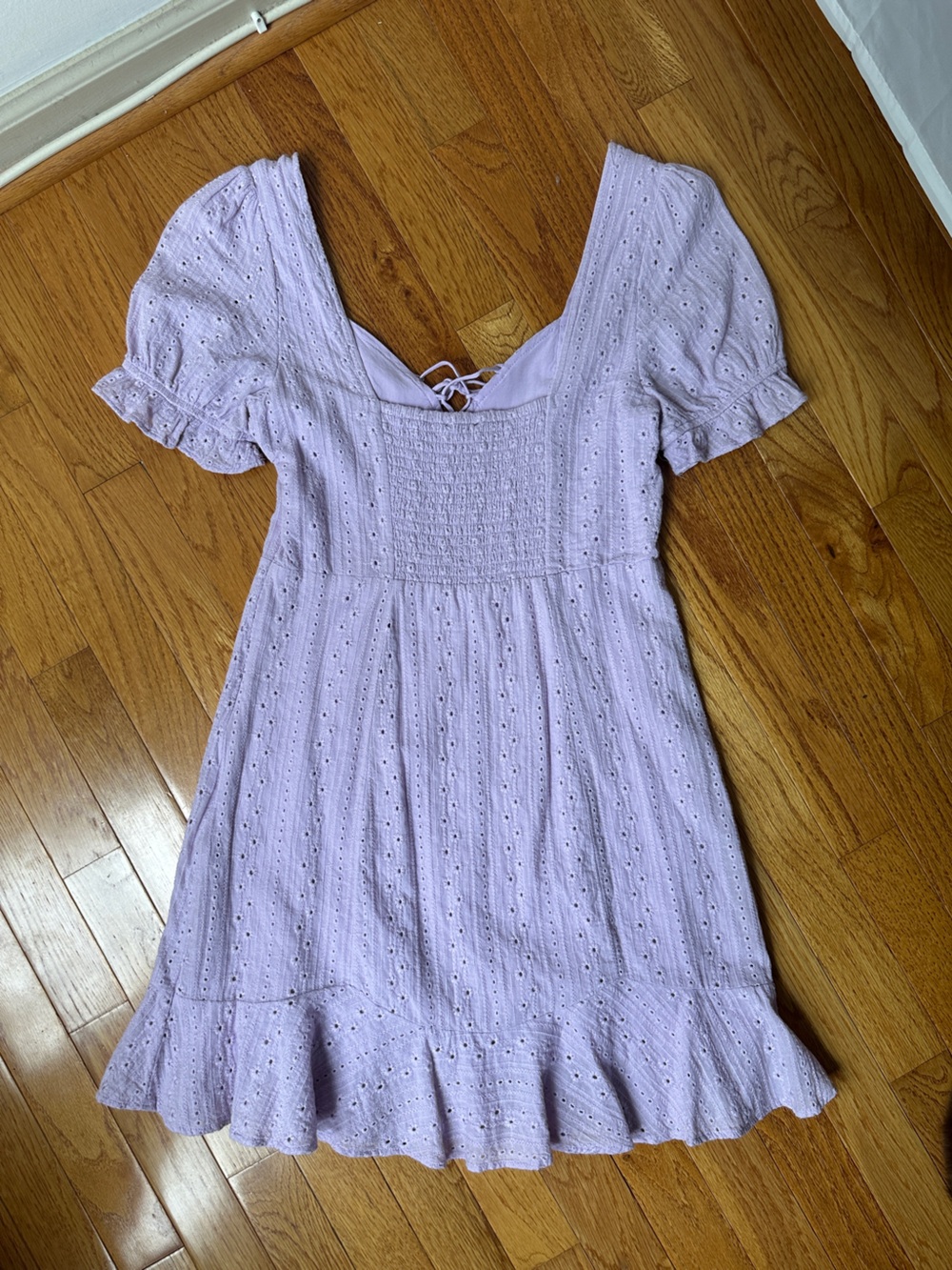 Aqua Soft Lilac Eyelet Mini Dress - Picture 3 of 6